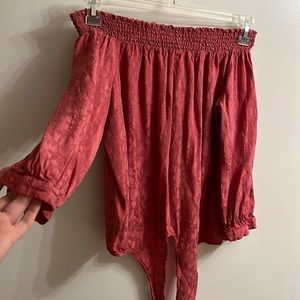Off the Should Pink Embroidered Top